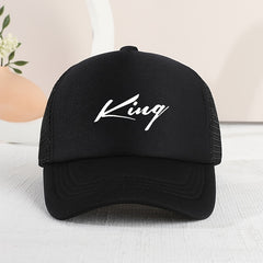 Girls Sunshade Mesh Baseball Cap KING Print Outdoor Sport