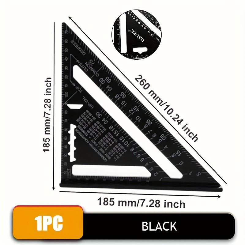 7 Inch Aluminum Triangle Ruler Protractor Metric Square Measuring