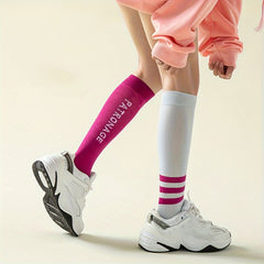 10 Pairs Letter Print Calf Socks Sports Knee High Socks Women's Stockings