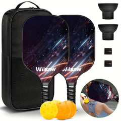 Pickleball Paddles Set with 1 Pair of Paddles, 5 Indoor & 2 Outdoor Balls