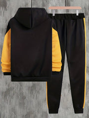 Boys Block Letter Print Hoodie Sweatshirt & Pants Set for Spring Fall