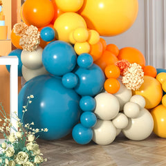 126pcs Yellow Orange Balloon Garland Arch Set Lemon Yellow Orange Teal Balloon