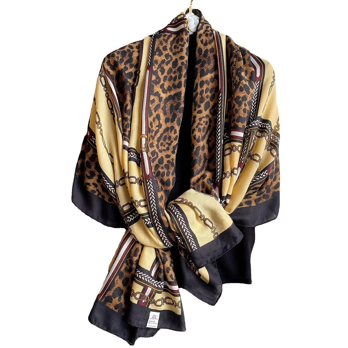 Leopard Chain Print Scarf Shawl Soft & Breathable Women Turban Hijab