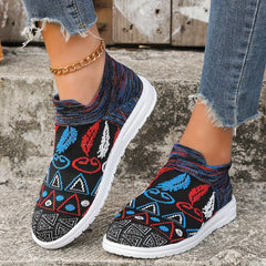 Geometric Pattern Mesh Flying Woven Shoes Lightweight Running Sneakers
