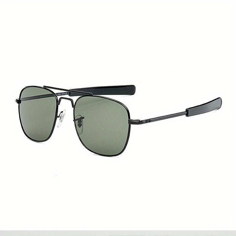 AO Men's Square Frame Metal Anti Light Sunglasses
