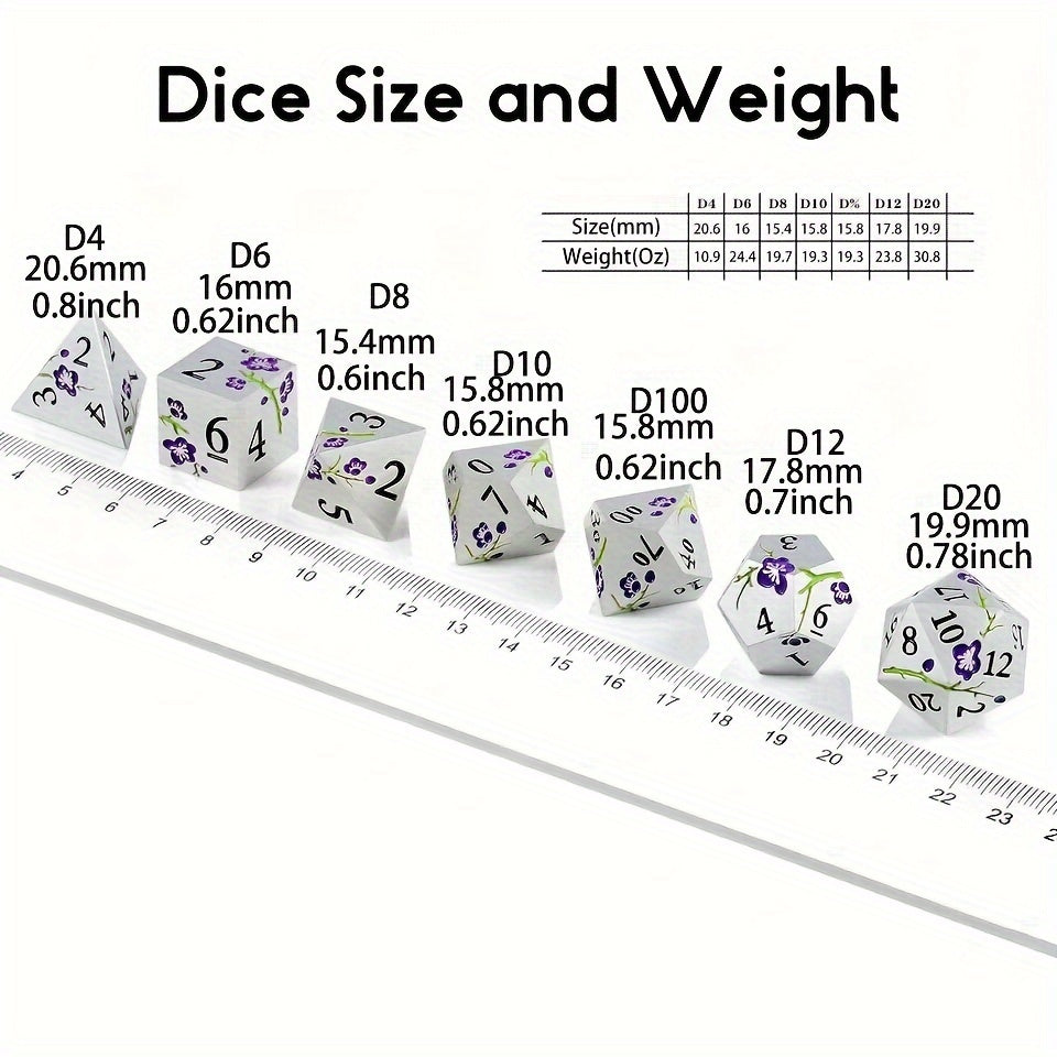 Metal Texture Petal Dice Set Heavy Metal Design for Collection