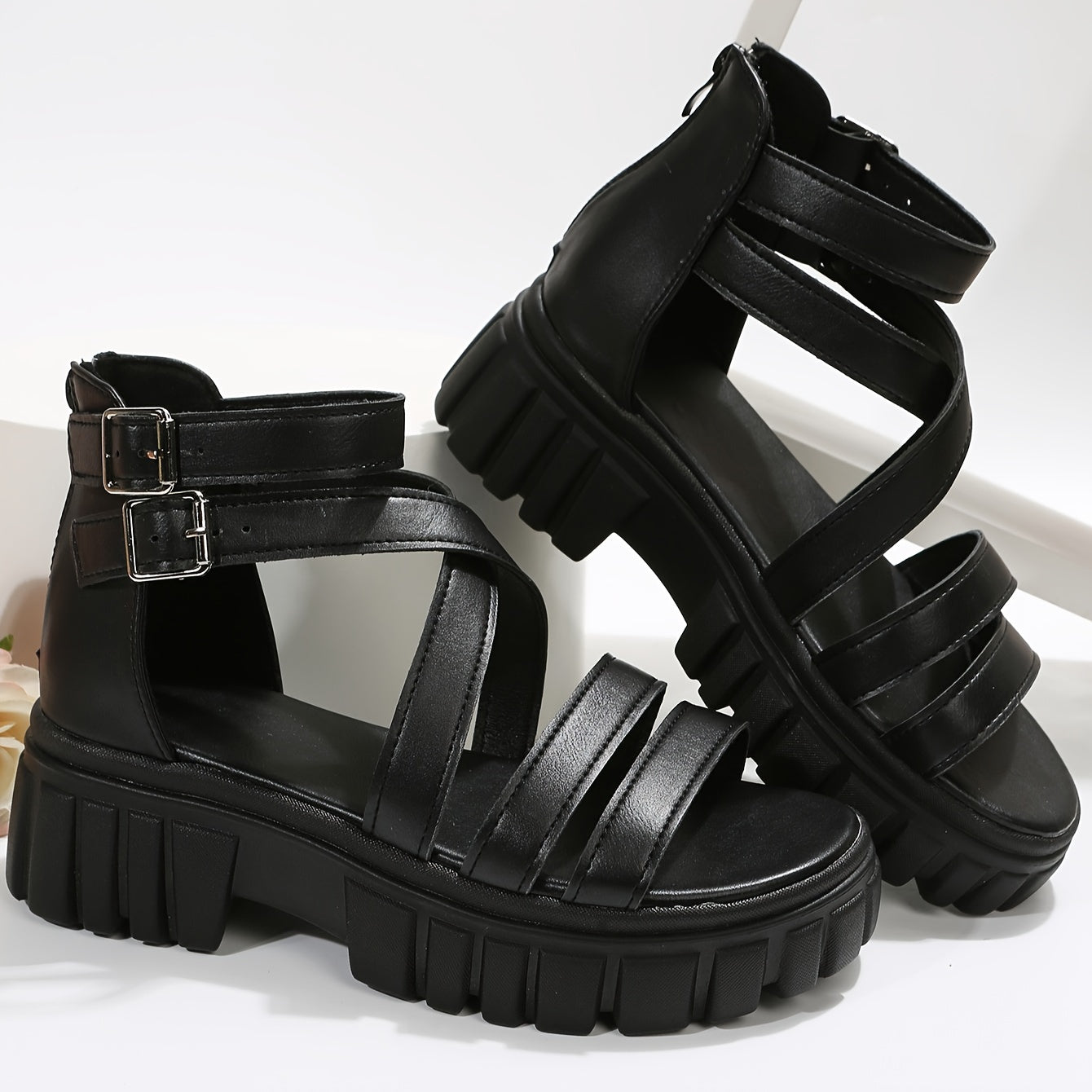Women's Open Toe Platform Sandals Buckle Summer Sandals