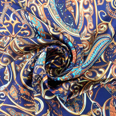 Vintage Flower Print Silk Scarf - Versatile Square Shawl Wrap
