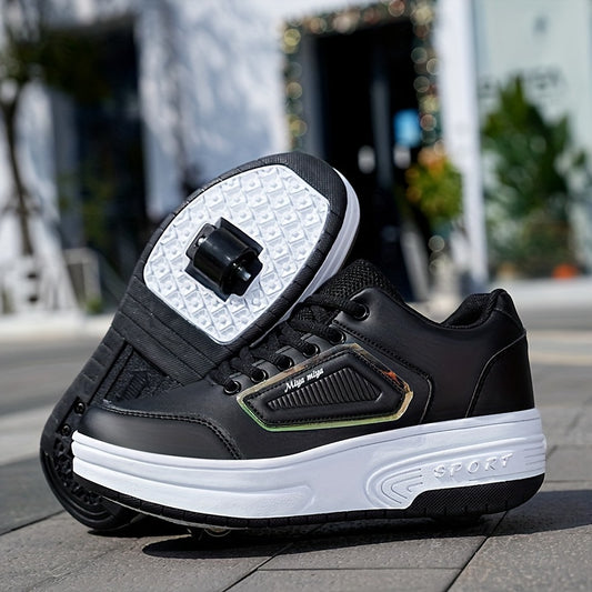 Solid Lace Up Roller Shoes For Boy's Teens