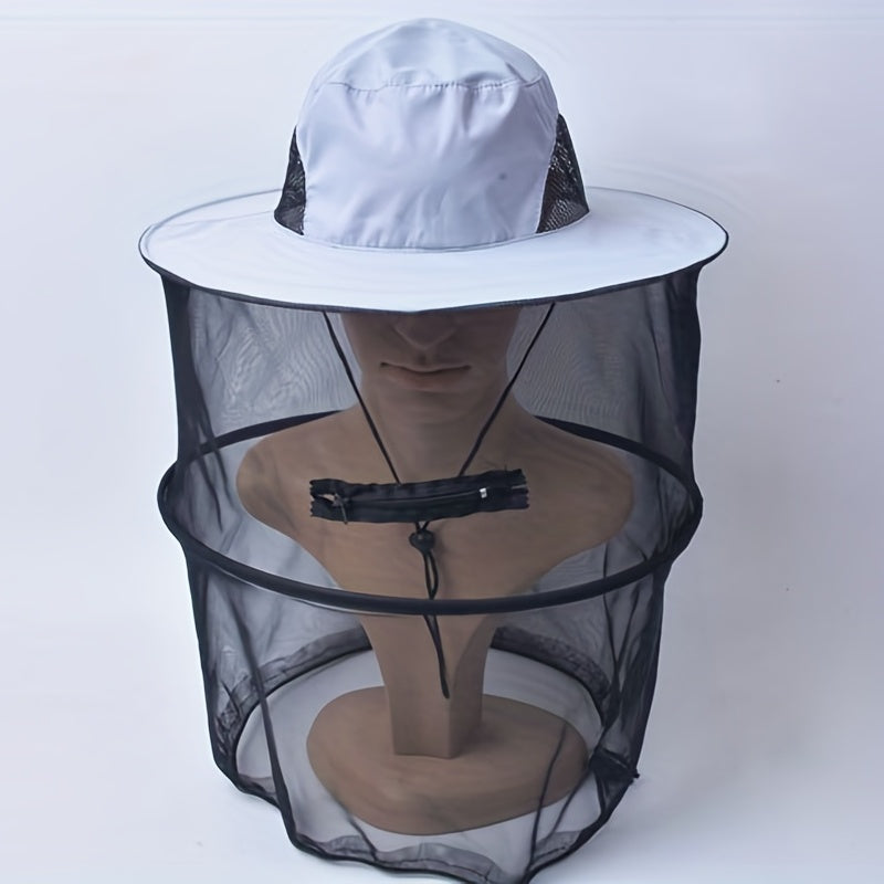 Unisex SunShade Large Brim Hat with Mosquito Protection