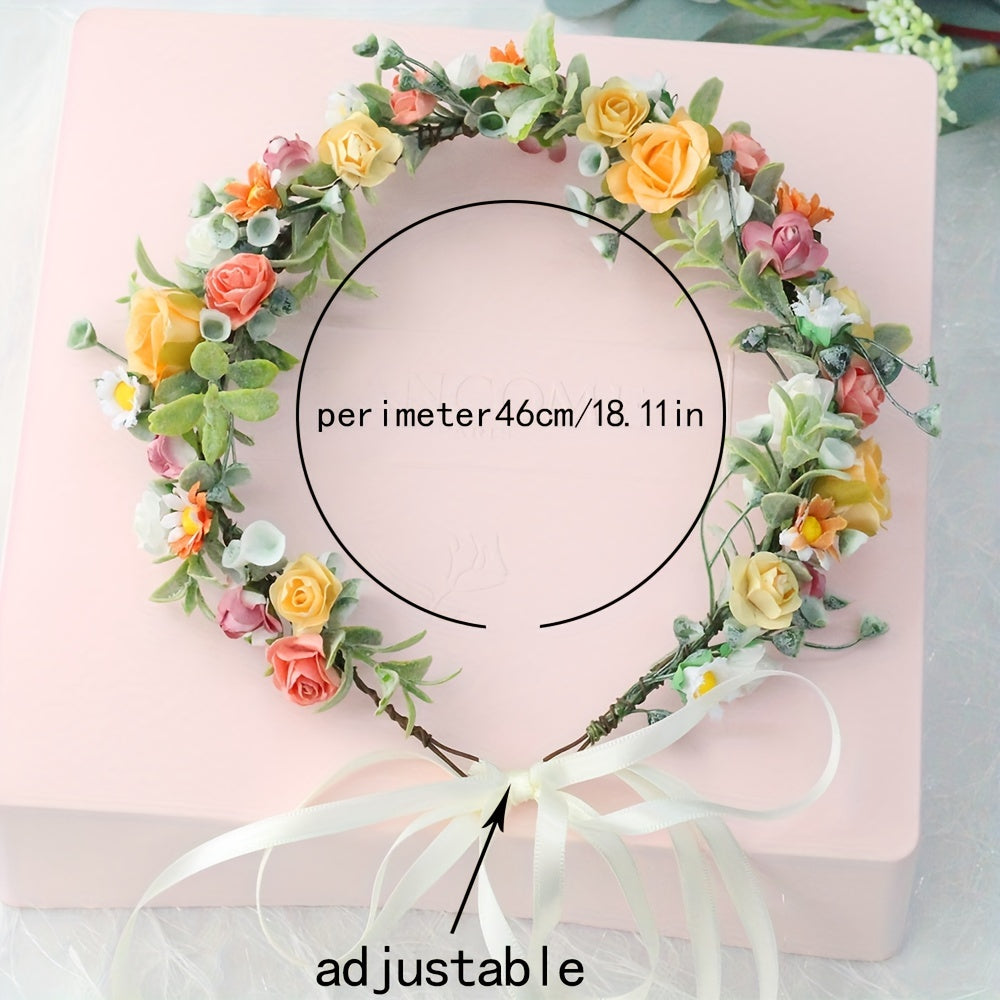 Rose Rattan Wreath Headband Sweet Hair Accessories