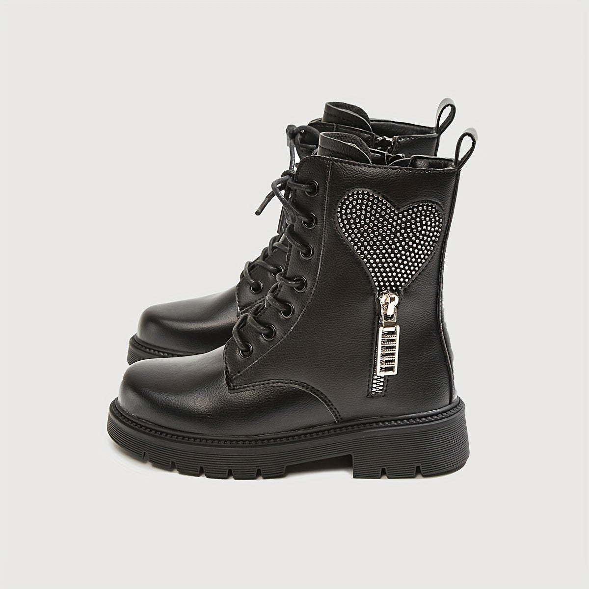 Vintage Rhinestone Heart Boots - Girls Comfortable Warm Boots