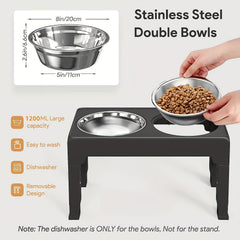 Adjustable Height Raised Pet Bowl - Stainless Steel - Small/Large Pets