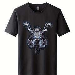 Skeleton Pattern Print Men's Graphic Crew Neck Active T shirt