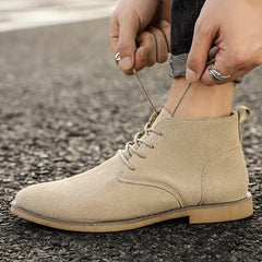 Men's Round Toe Chukka Boots High Top Ankle Dress Boots