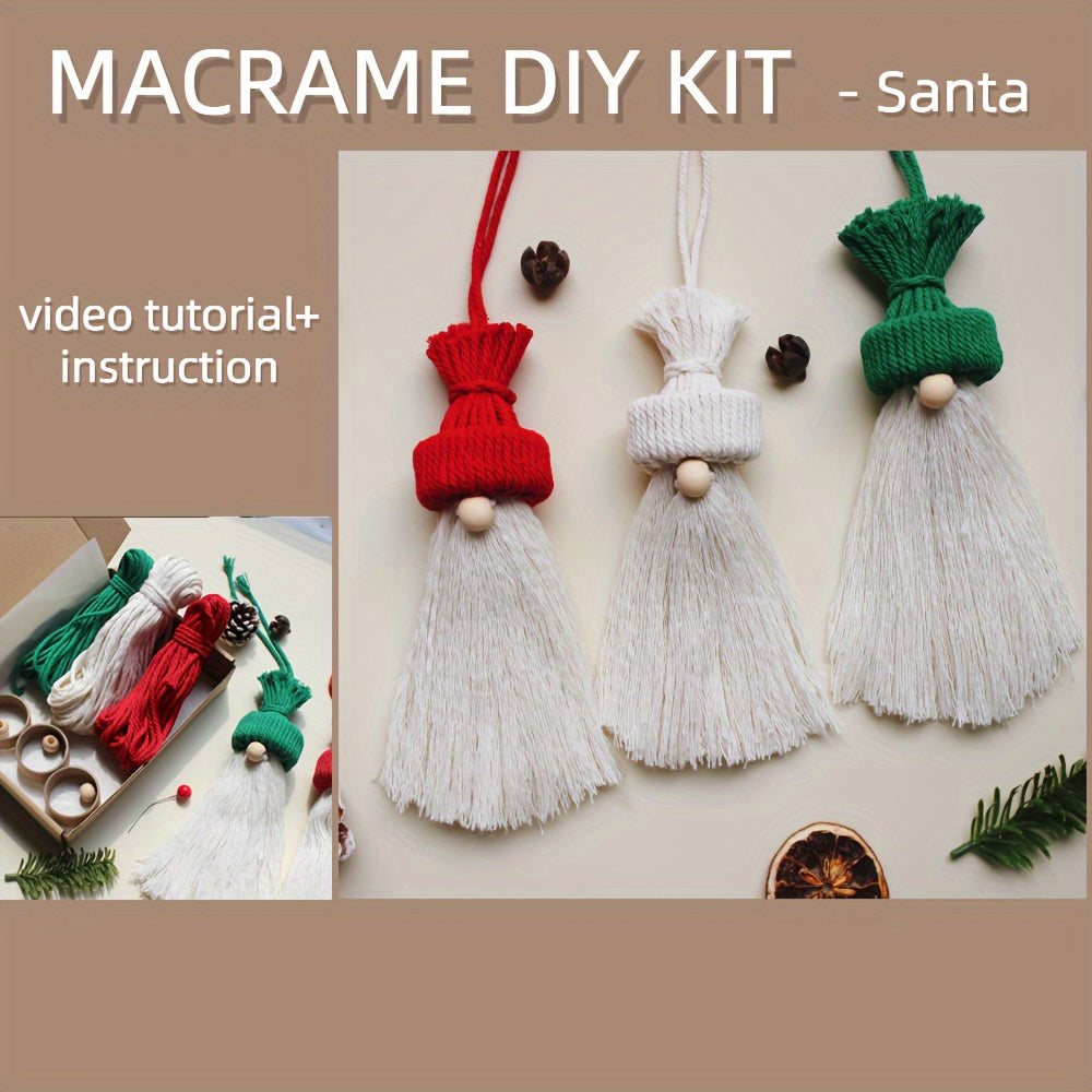3pcs Macrame DIY Kit Christmas Santa Knitting Craft Perfect Gift