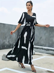 Flutter Sleeve Belted Maxi Dress for Women