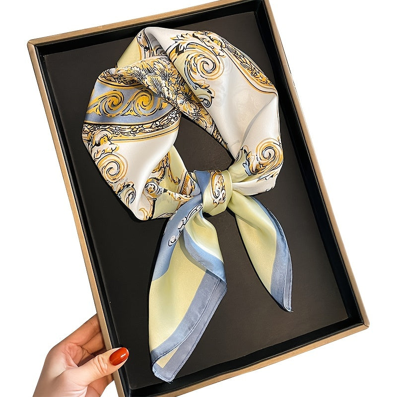 70cm Chain Print Square Scarf Casual Neckerchief Bandana Satin Head Scarf