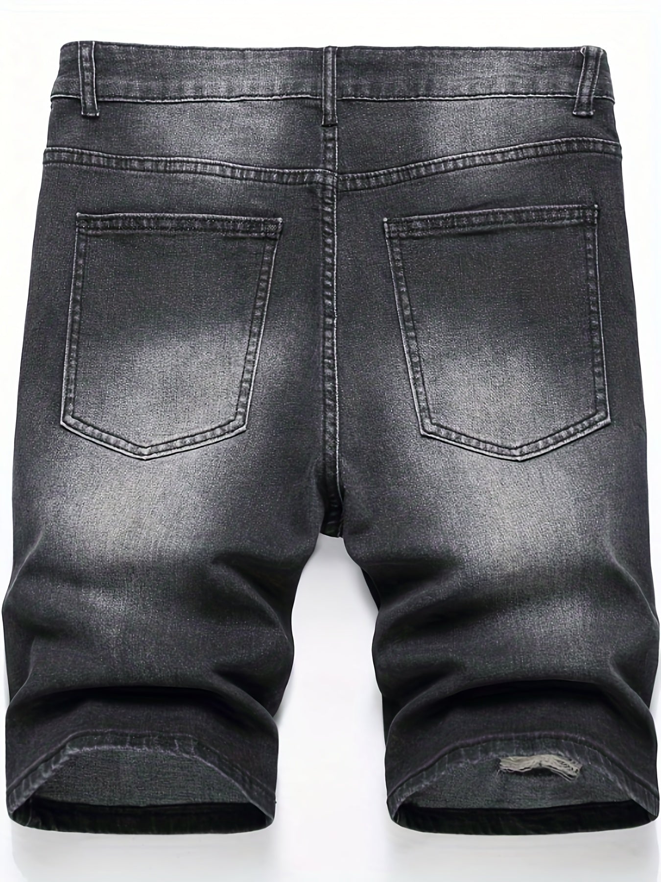 Men's Ripped Denim Shorts High Stretch Distressed Street Style