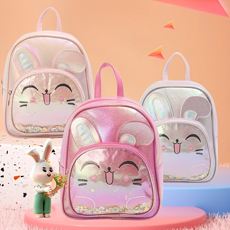 Rabbit Ears Backpack for Girls with Colorful Sequins Waterproof Lightweight Bag
