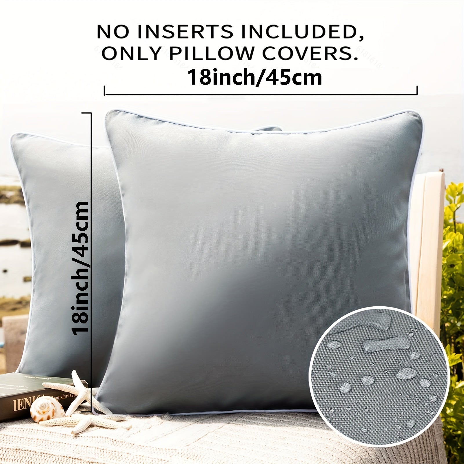 2pcs Outdoor Waterproof Throw Pillow Covers Decorative Square Pillowcase