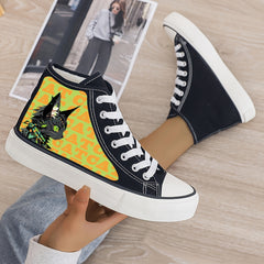 Cat Print Plush Lined Chunky Canvas Sneakers Fall Winter Warm Non Slip Shoes