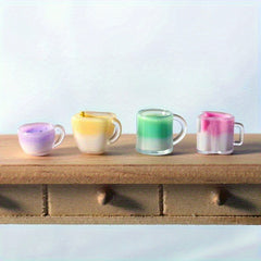 4pcs Cream Milk Teacups Food Prop Set Resin Material House Shooting Props