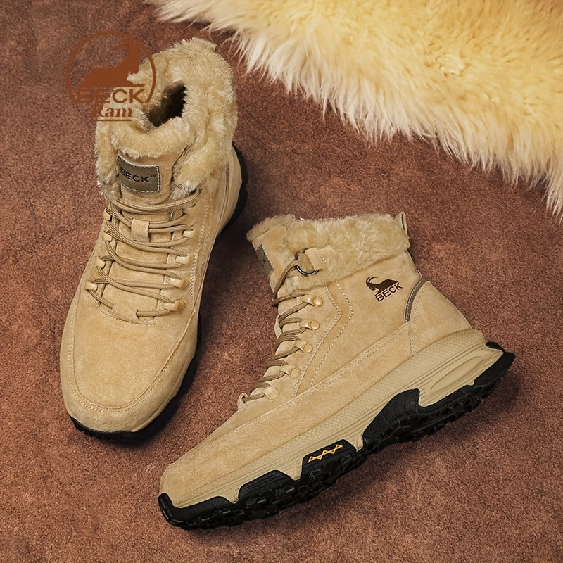 Men's Winter Thermal Snow Boots Fuzzy Lining Windproof Hiking Shoes