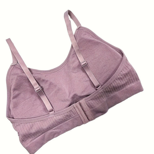 Sports Bra Seamless Ribbed with Removable Pads High Stretch Bra