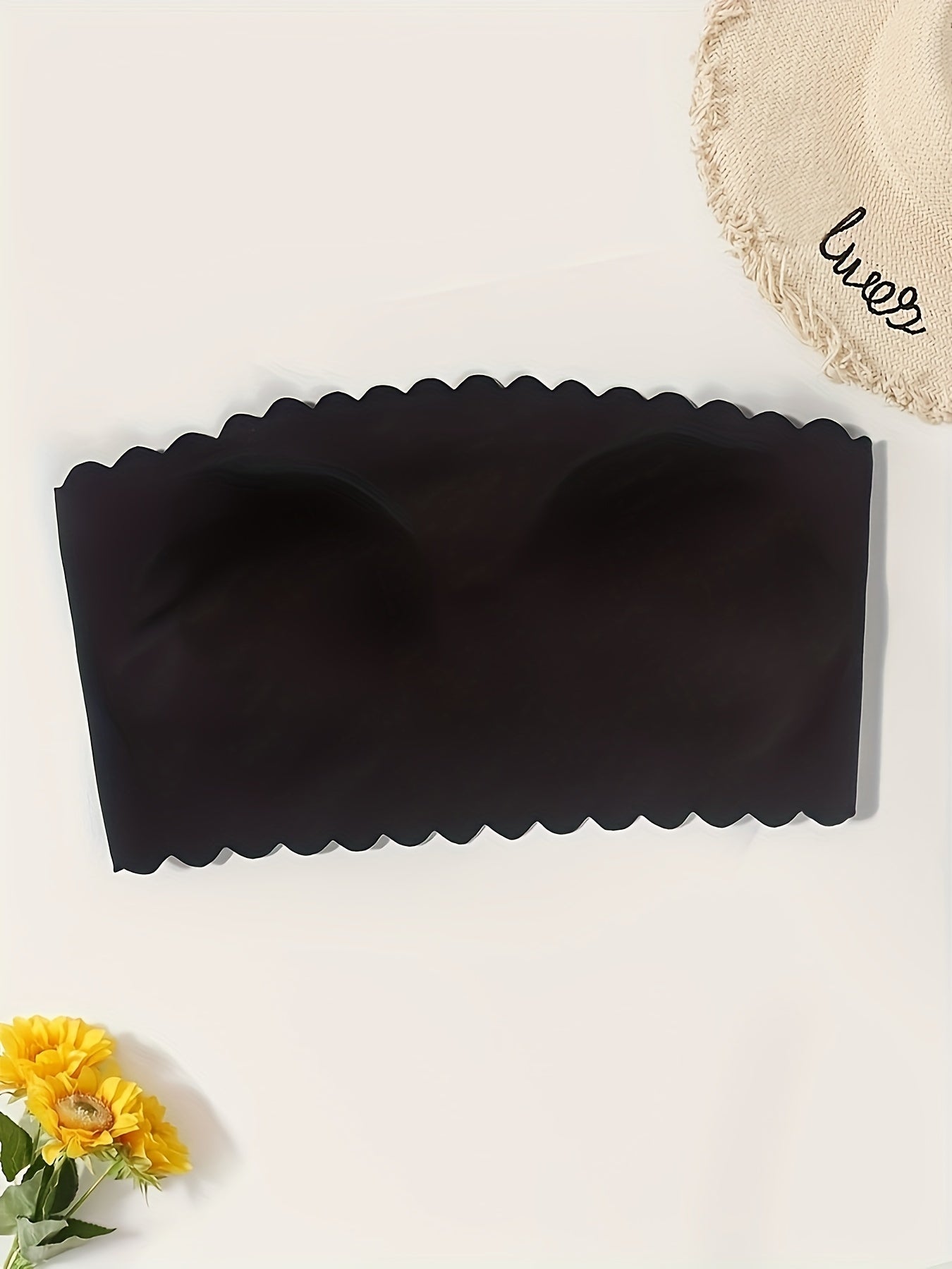 Scallop Trim Strapless Bandeau Bra Women's Lingerie