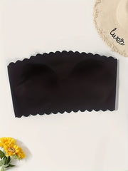 Scallop Trim Strapless Bandeau Bra Women's Lingerie
