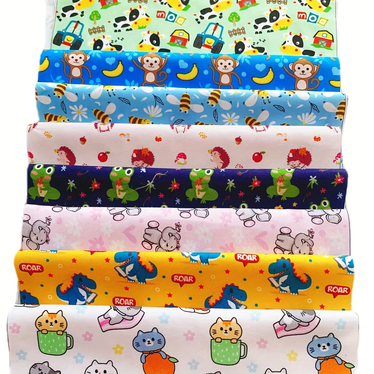 8pcs Animal Theme Fabric Polyester Fat Quarter DIY Sewing Supplies