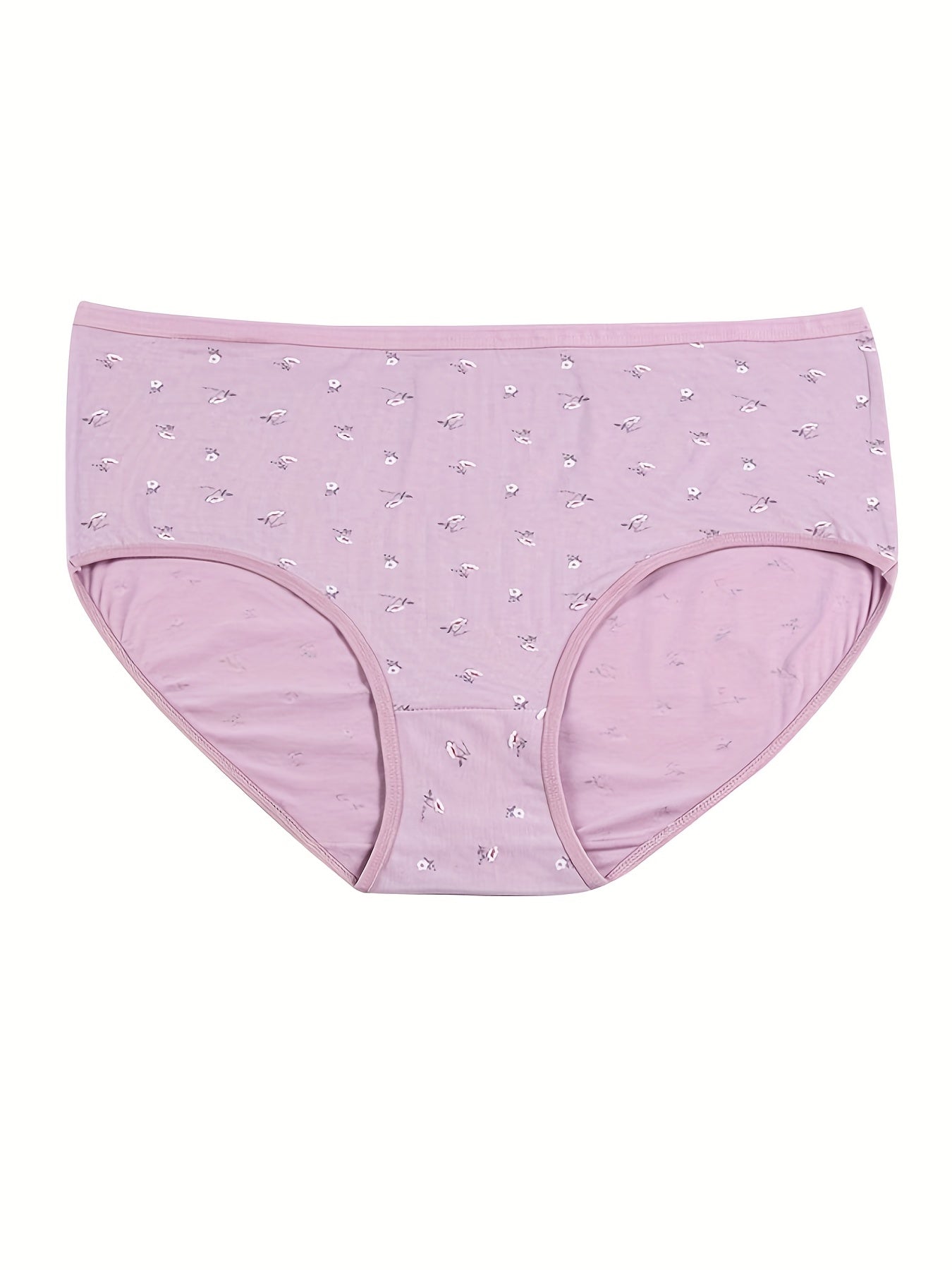 4 Pack Plus Size Floral Print Stretch Underwear Set