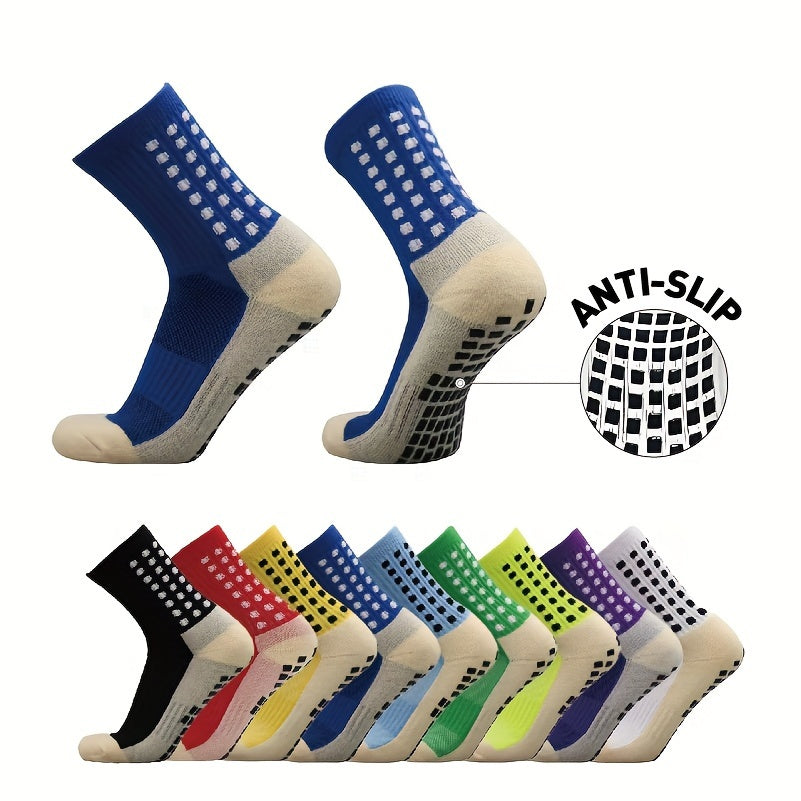 5 Pairs Anti Slip Football Socks Thick Padded Mid Calf Sports Socks