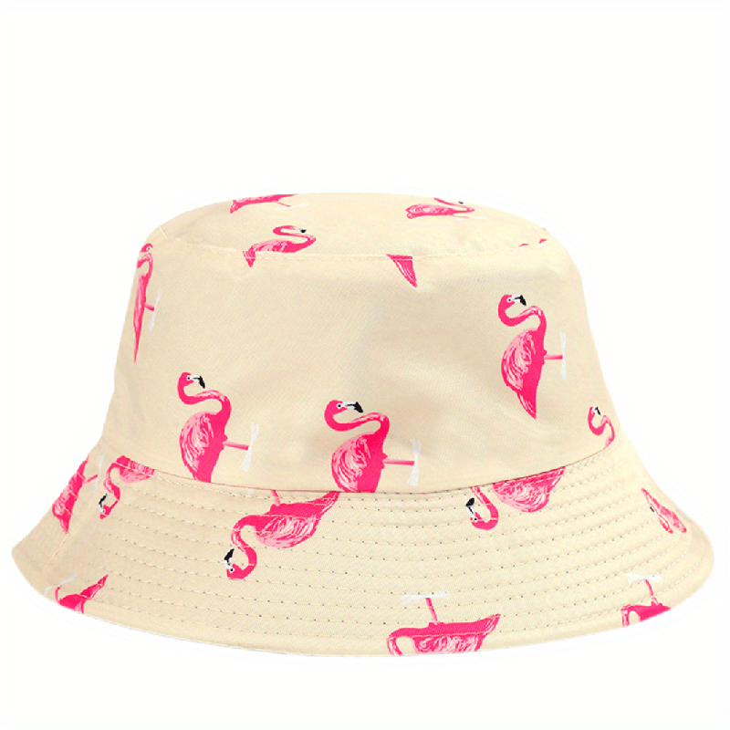 Flamingo Print Bucket Hat Lightweight Fisherman Cap