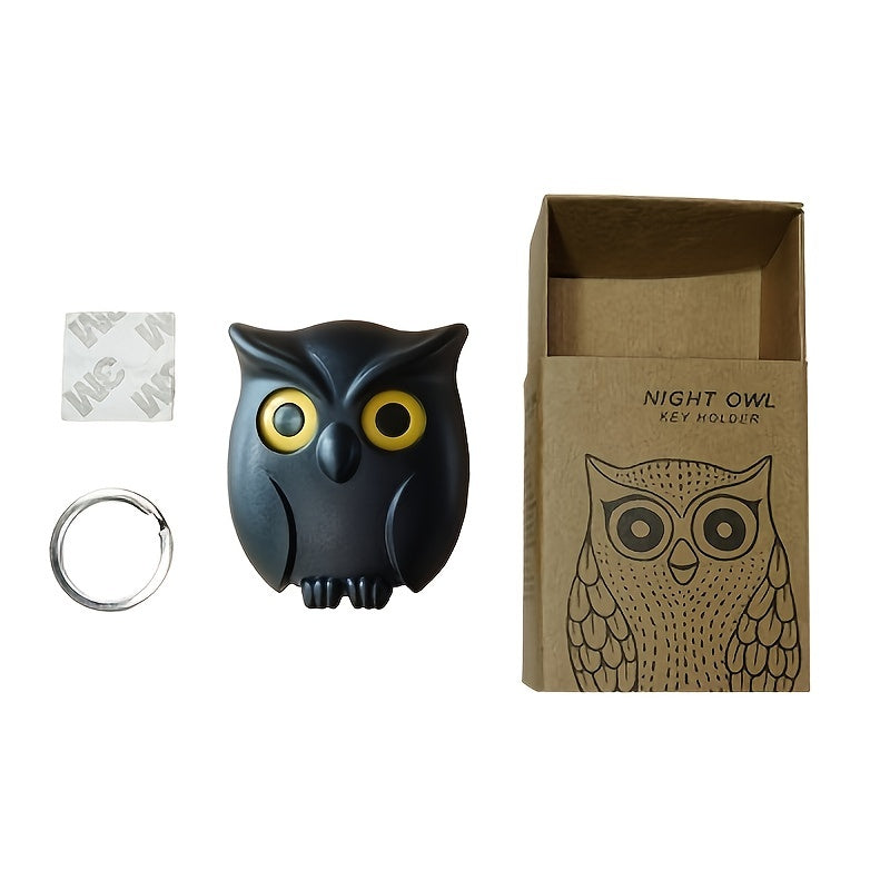 3pcs Owl Wall Hook Blinking Eyes Adhesive Key Hanger
