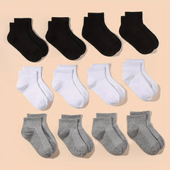 12 Pairs Kids Breathable Short Socks for Daily Wear