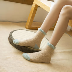 5 Pairs Warm Fuzzy Crew Socks Coral Fleece Winter Women's Stocking