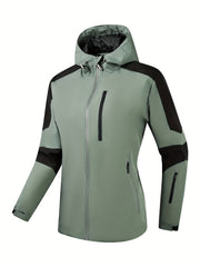 Sports Top Women's Plus Contrast Panel Zip Up Long Sleeve Windproof