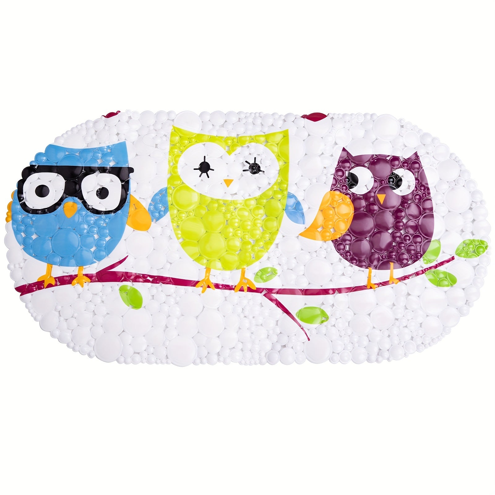 Cartoon Bird Anti-slip Shower Stall Mat with Drain Holes and Suction Cup