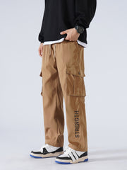 Men's Casual Drawstring Cargo Pants for Spring/Fall