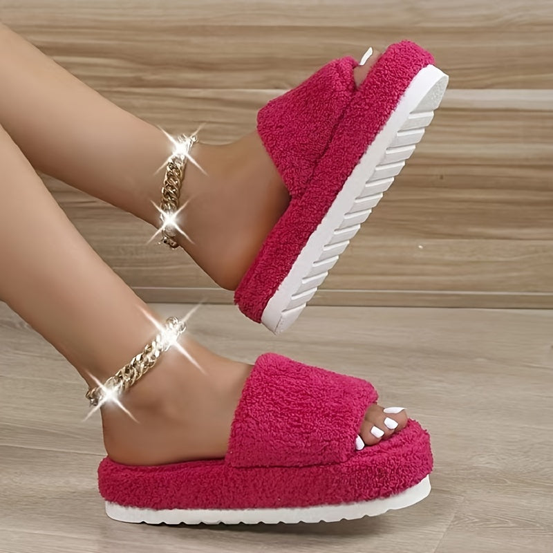 Cozy Open Toe Slippers Thick Sole Indoor Outdoor Slide Slipper