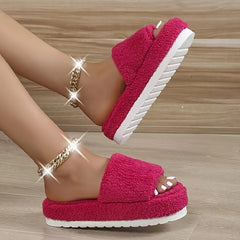 Cozy Open Toe Slippers Thick Sole Indoor Outdoor Slide Slipper