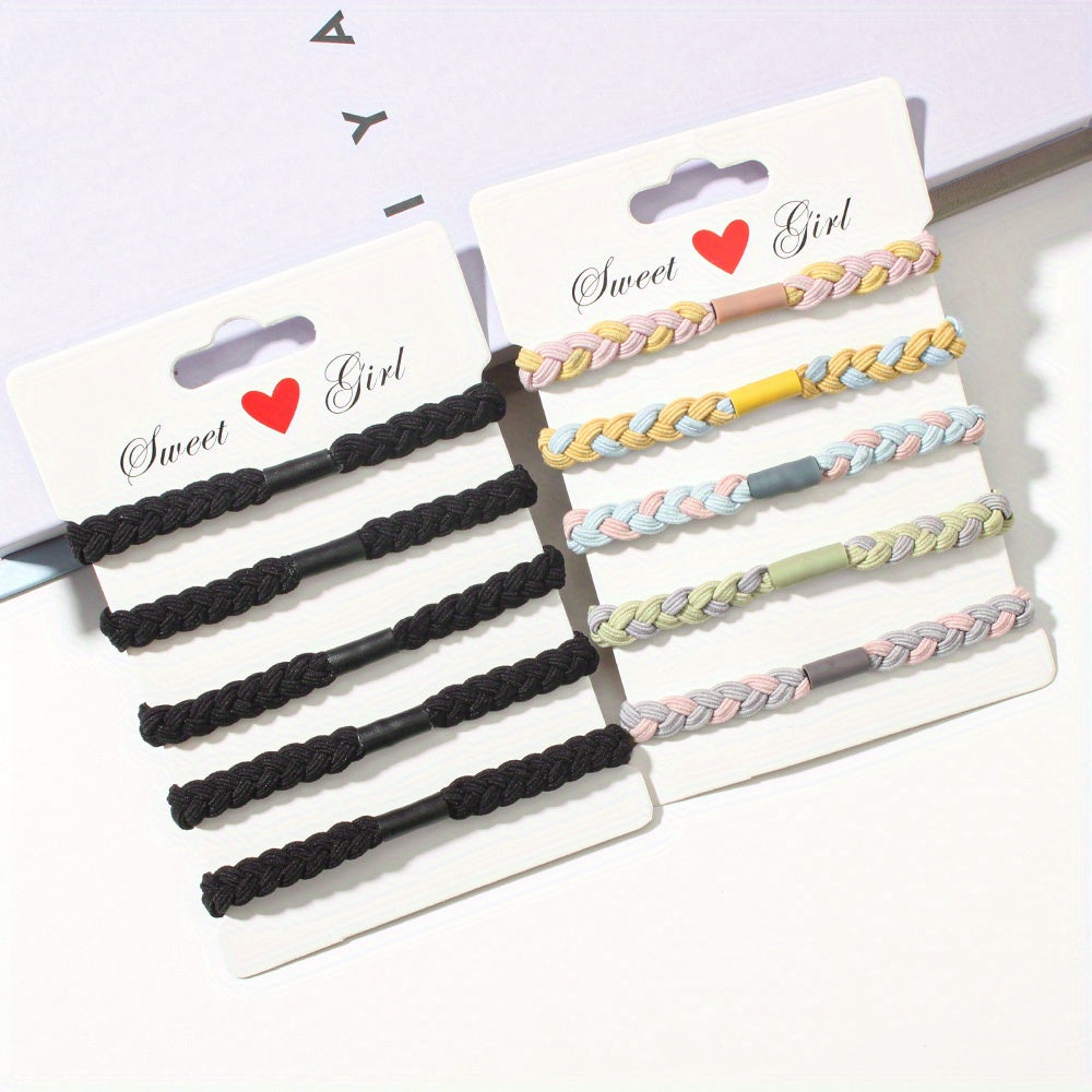 10pcs Braided Hair Ties Elastic Ponytail Hair Bands for Girls