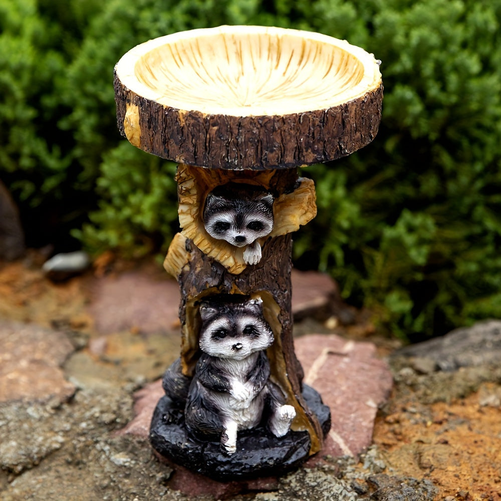 Resin Bird Bath Bowl For Garden Animals & Tree Shape Wild Bird Feeder