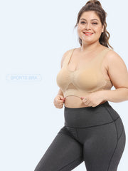 Seamless Plus Size Sports Bra w/ Pads High Stretch Solid Bra