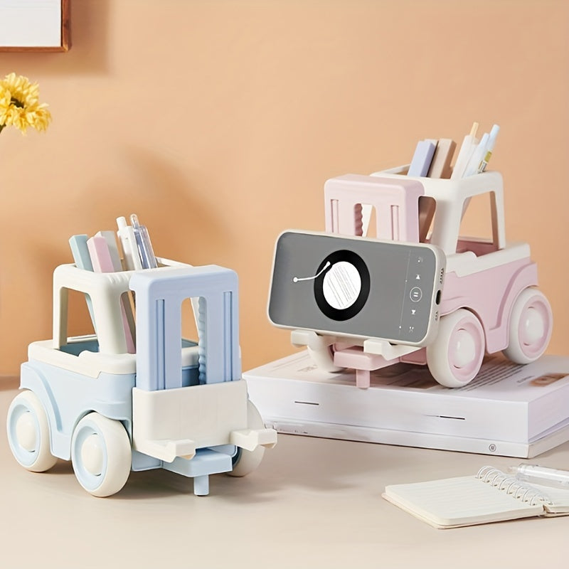 Cartoon Toy Forklift Pen Holder & Phone Holder