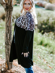 Leopard Print Long Sleeve Plus Cardigan