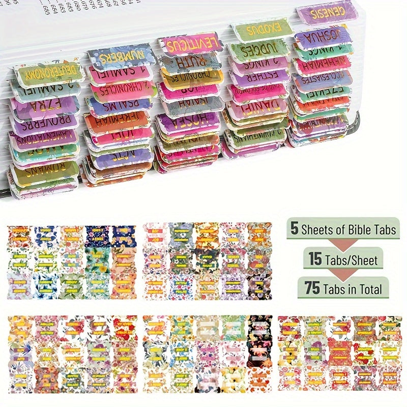 Bible Index Tabs 75pcs Laminated Tabs For Women And Men Golden Foil Easy