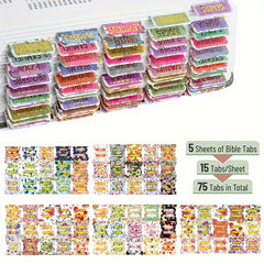 Bible Index Tabs 75pcs Laminated Tabs For Women And Men Golden Foil Easy